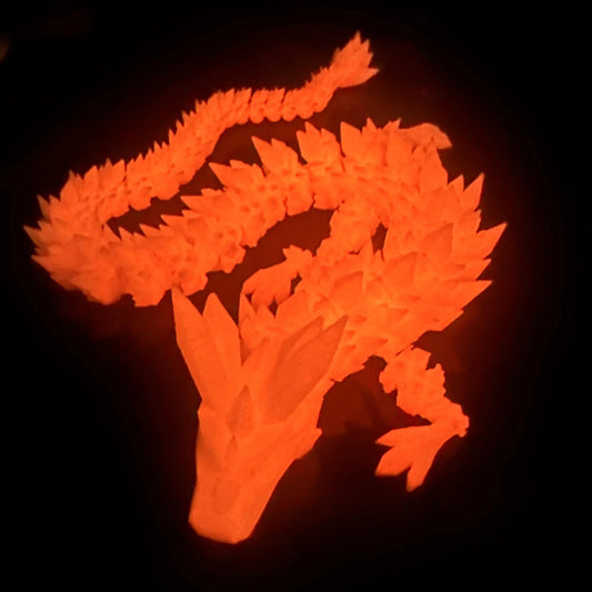 Flavery 3D Printed Dragon - Glow Orange - 24 inch Crystal Dragon Fidget Toy Articulated Dragon 3D Printed Gift for Birthday Figurine Decor Office Desk Decoration