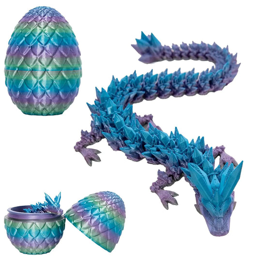 3D Printed Dragon Eggs with Dragon Inside 12In Rainbow Dragon Egg Fidget Toy Executive Desk Articulated Dragon Toy Home Office Decor