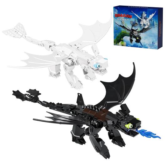VONADO Toothless Dragon Building Set Black and White Toothless Dragon Model Toys for Dragon Enthusiasts Idea Gifts for Teens Boys & Girls 6+(523PCS)